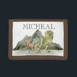 Watercolor Dinosaur T-Rex Tyrannosaurus name   Trifold Wallet<br><div class="desc">This design may be personalized in the area provided by changing the photo and/or text. Or it can be customized by clicking Personalize this Template and then choosing the click to customize further option and delete or change the colour of the background, add text, change the text colour or style,...</div>