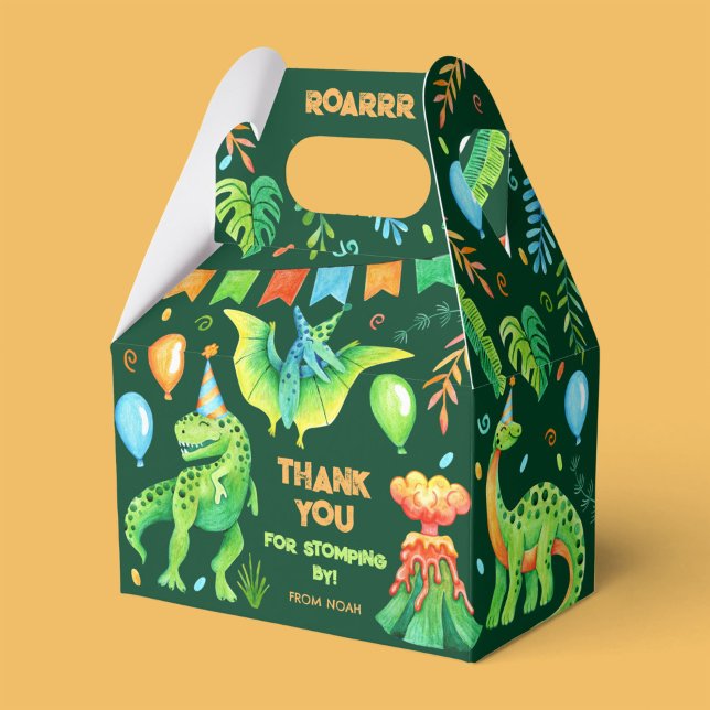 Watercolor Dinosaurs Boy's Birthday Dino Party Favor Box (Happy Watercolor Dinosaurs Boy's Birthday Favor Boxes)