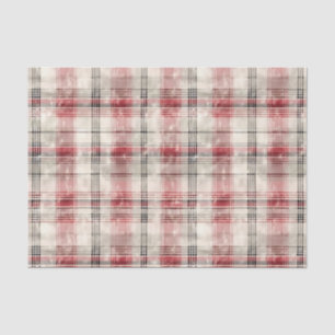 Watercolor Distressed Desaturated Christmas Plaid Tissue Paper