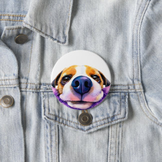 watercolor Dog 3 Inch Round Button