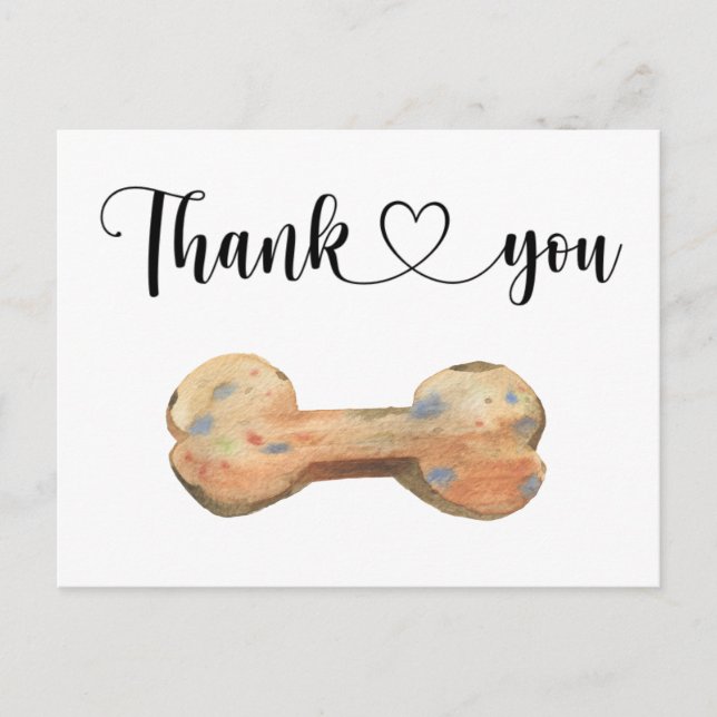 Watercolor Dog Bone Custom Thank you card (Front)