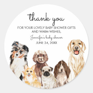 Watercolor Dog Breeds Thank you Classic Round Sticker