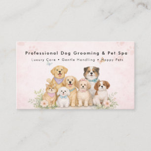Watercolor Dog Groomer Business Card with Cute Pet