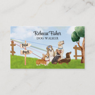 Watercolor Dog Grooming, Pet Walker Sitter Business Card
