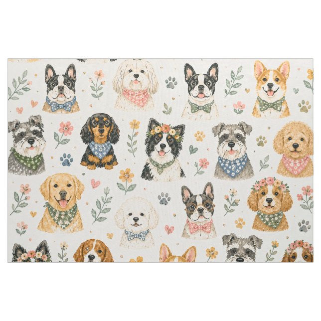 Watercolor Dog Pattern Bundle  Fabric (Yard)