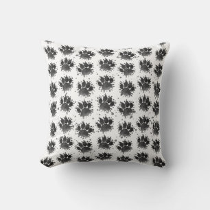 Watercolor Dog Paw Print Black and White Custom Throw Pillow