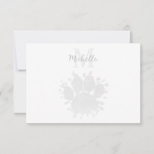 Watercolor Dog Paw Print Black White Custom Name Card