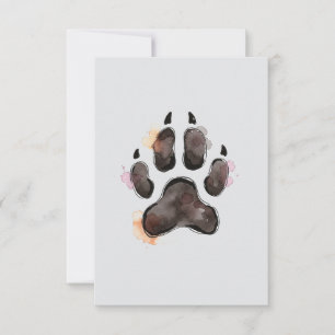 Watercolor Dog Paw Print Note Card