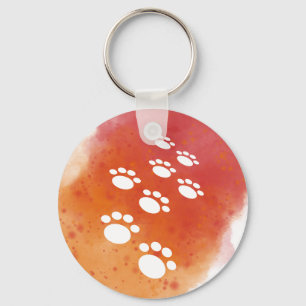 Watercolor Dog Paw Tracks Keychain