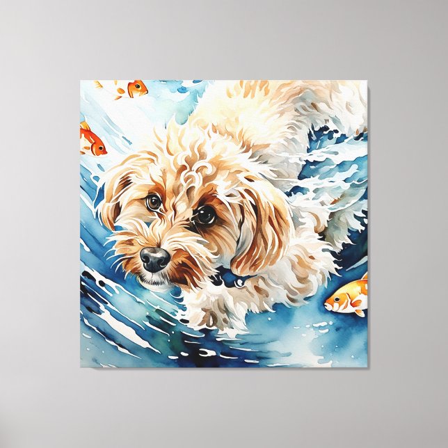 Watercolor Dog Portrait  Canvas Print (Front)