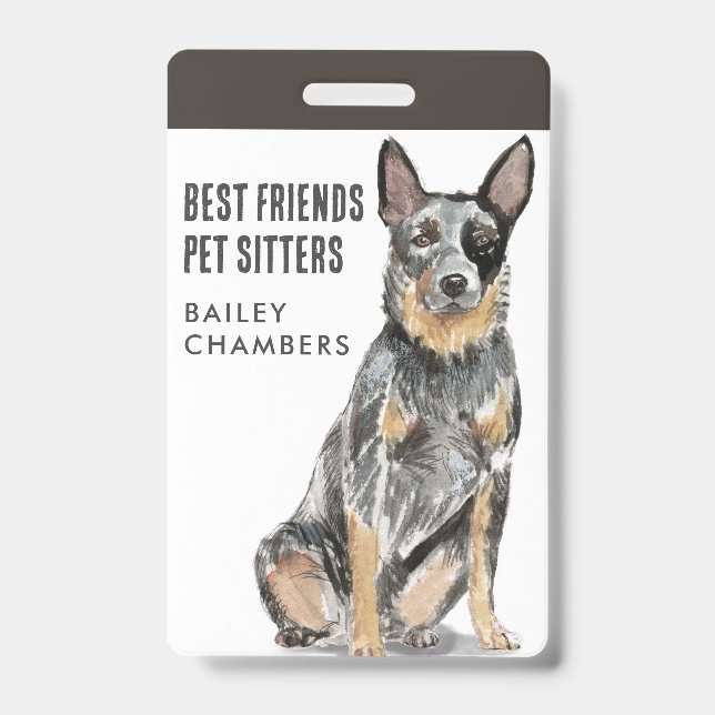 Watercolor Dog Walker Pet Sitter Badge (Front)