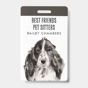 Watercolor Dog Walker Pet Sitter Badge
