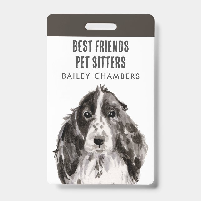 Watercolor Dog Walker Pet Sitter Badge (Front)