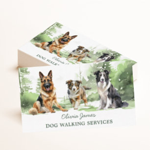 Watercolor Dog Walker Pet Sitting Business Card