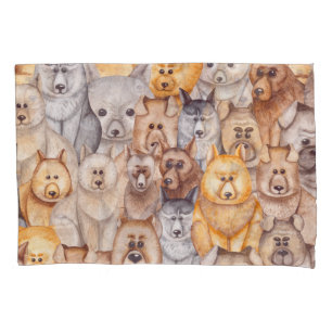 Watercolor Dogs: Whimsical Seamless Fun Pillowcase