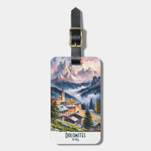 Watercolor Dolomites Italy Alps Mountains Custom  Luggage Tag