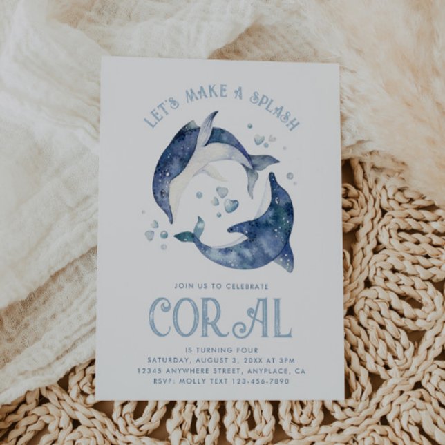 Watercolor Dolphin Birthday Invitation (Creator Uploaded)