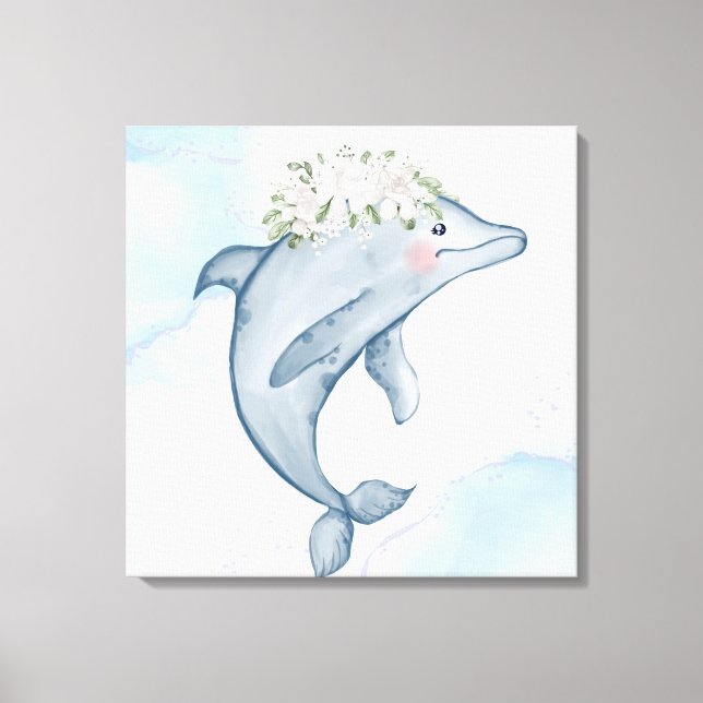 Watercolor Dolphin Canvas Print (Front)