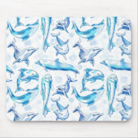 watercolor dolphin fish seamless pattern, dolphin 