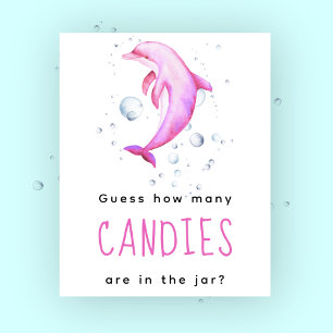 Watercolor dolphin - How many candies game Poster