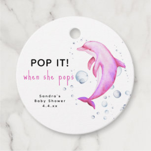Watercolor dolphin - pop it! when she pops favour tags