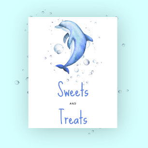 Watercolor dolphin - sweets and treats poster