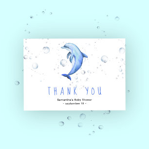 Watercolor dolphin - thank you baby shower card