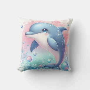 Watercolor Dolphin Throw Pillow
