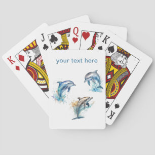 Watercolor Dolphin Trio, custom Playing Cards