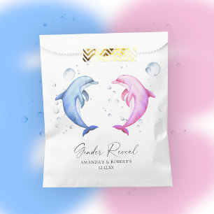 Watercolor Dolphins Gender Reveal Favour Bag
