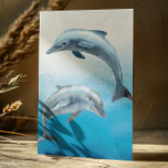 Watercolor Dolphins Postcard<br><div class="desc">This design may be personalized in the area provided by changing the photo and/or text. Or it can be customized by clicking Personalize this Template and then choosing the click to customize further option and delete or change the colour of the background, add text, change the text colour or style,...</div>