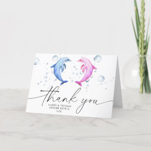 Watercolor dolphins Thank you gender reveal Card