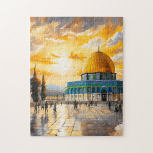 Watercolor Dome of Rock Aqsa Mosque Jerusalem Jigsaw Puzzle