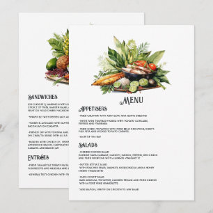 Watercolor Dominican Republic Destination Wedding Menu