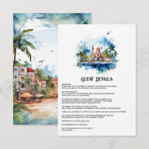 Watercolor Dominican Republic Guest Details Enclosure Card