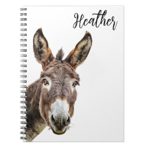 Watercolor Donkey Peeking Personalized  Notebook