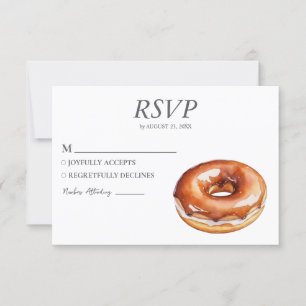 Watercolor Donut RSVP Card Wedding Sweet Doughnut 