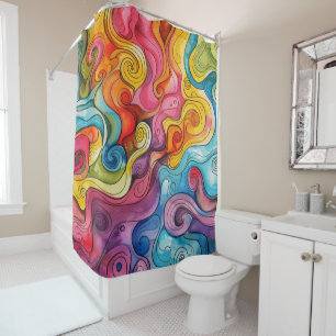 Watercolor Doodle Shower Curtain