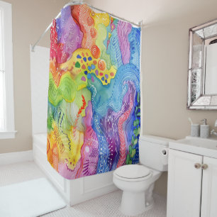 Watercolor Doodle Shower Curtain