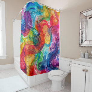 Watercolor Doodle Shower Curtain