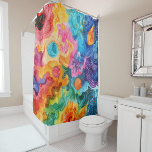 Watercolor Doodle Shower Curtain