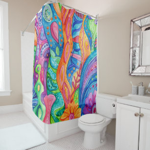 Watercolor Doodle Shower Curtain