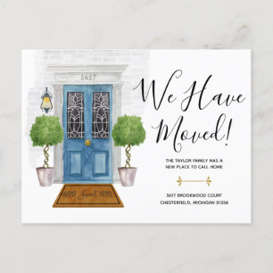Watercolor Door We Have Moved New Address Postcard