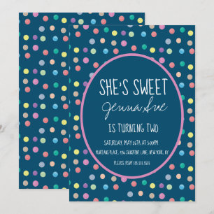 Watercolor Dots Birthday Party Pink Invitation