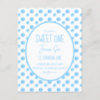 Watercolor Dots First Birthday Party Blue