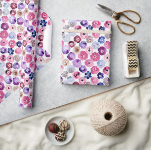Watercolor dots flowers pattern wrapping paper