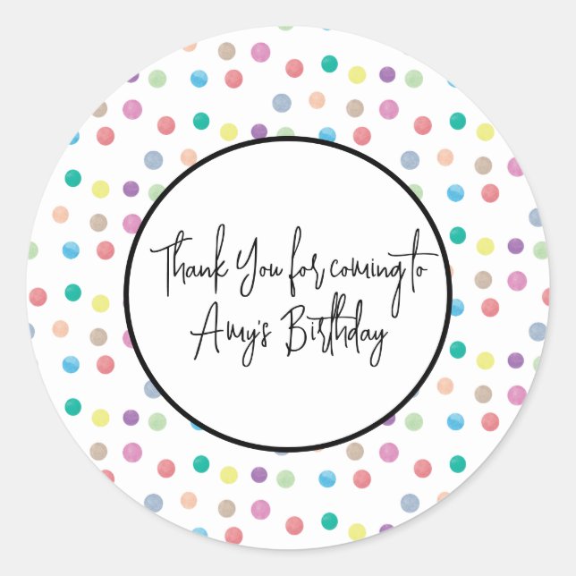 Watercolor Dots Hand Painted Colourful Pattern   Classic Round Sticker (Front)
