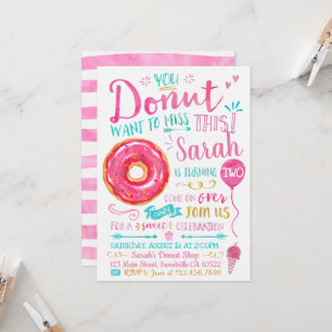 Watercolor Doughnut Birthday Invitation