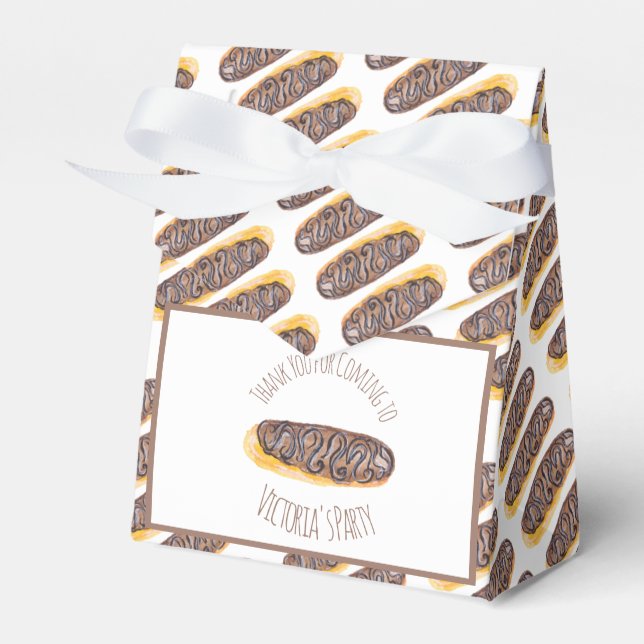 Watercolor Doughnut Chocolate  Hand Drawn  Eclair  Favor Box (Front Side)