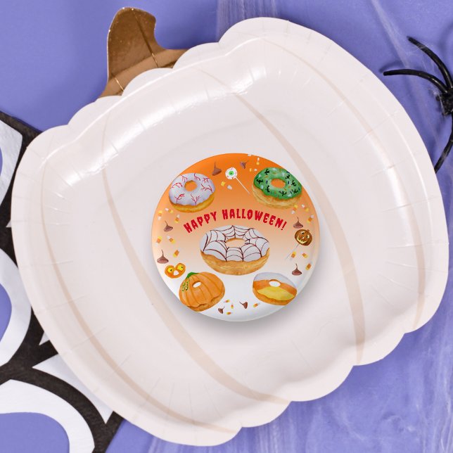 Watercolor Doughnut-licious Halloween Candy  1 Inch Round Button (Creator Uploaded)